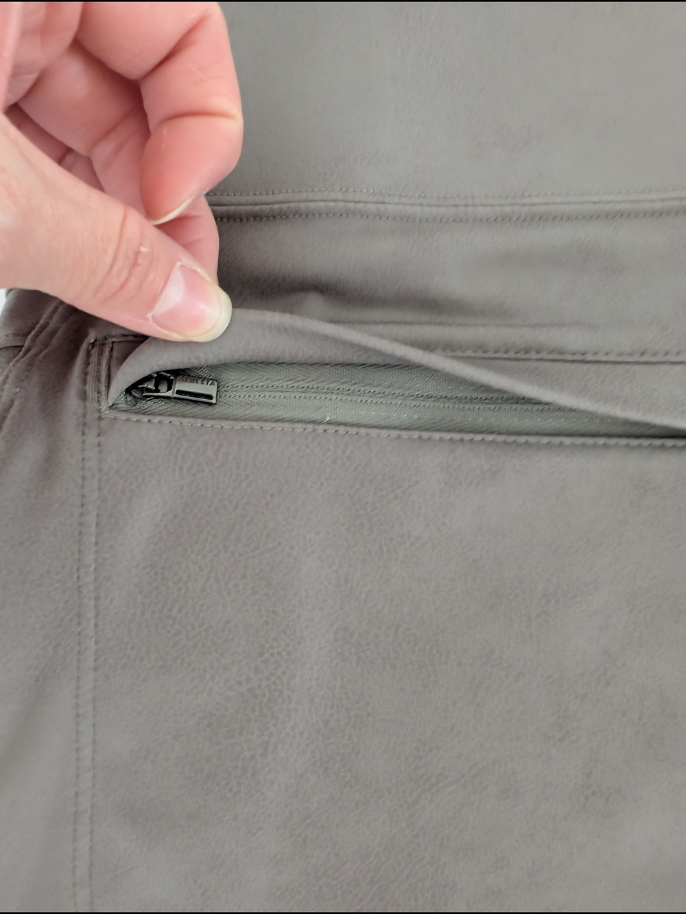 Athleta Delancey Gleam Leggings Bluff Gray Back Pockets Ankle Zip Casual L - Picture 5 of 10